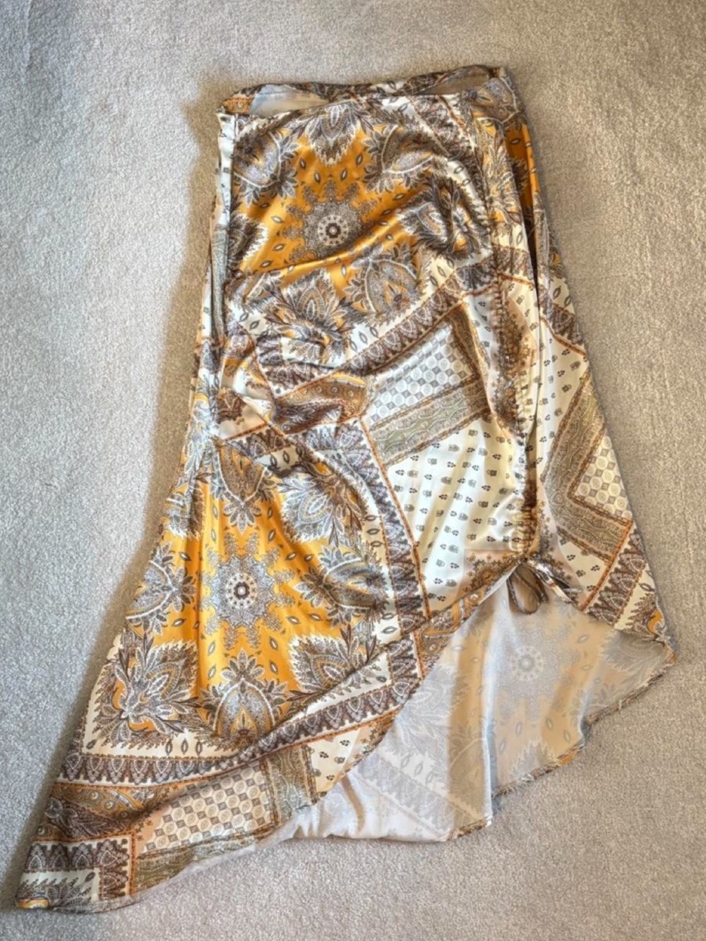 Y2K Boho Paisley Asymmetrical Wrap Skirt